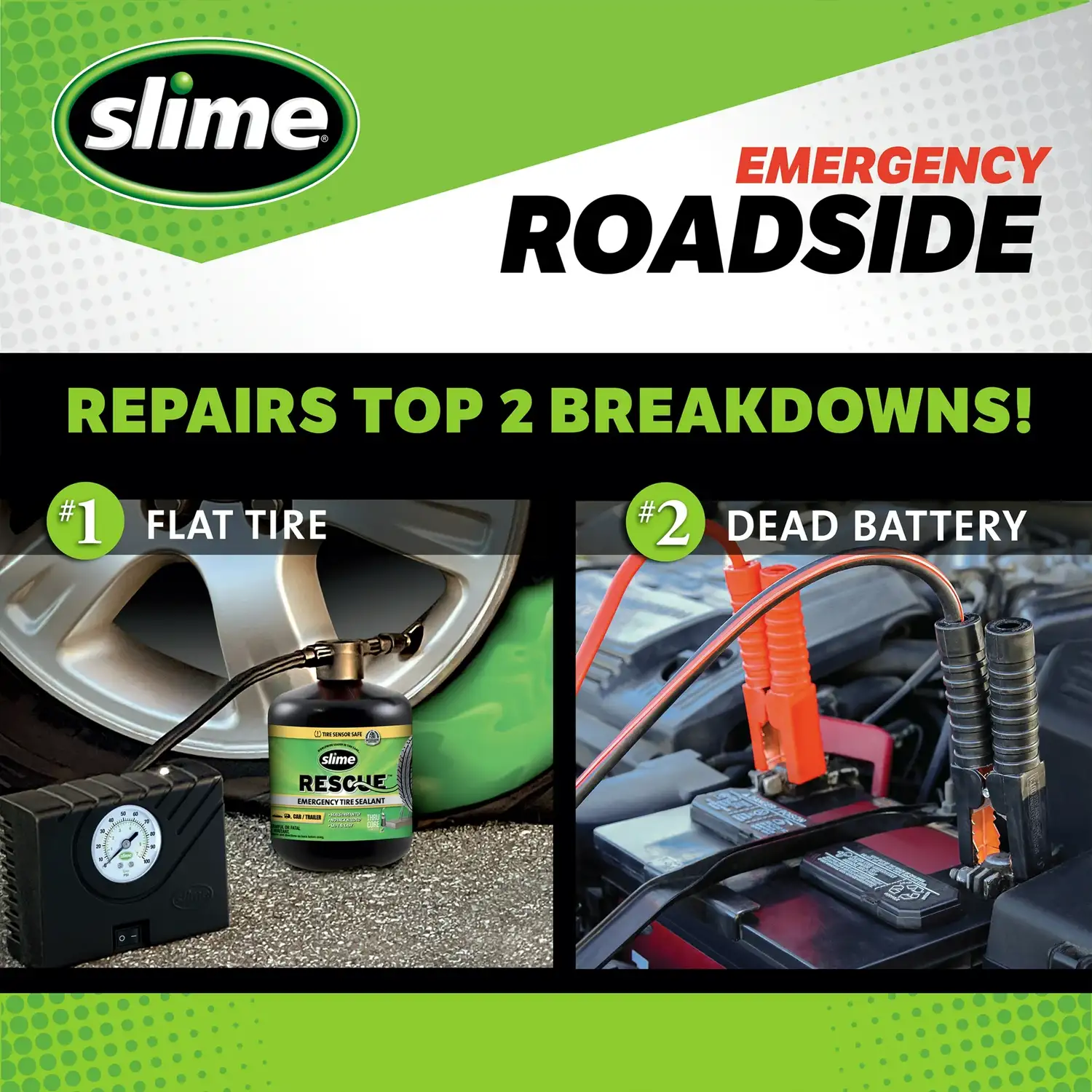 Slime Emergency Roadside Kit with Tire Inflator, Jumper Cables and Tire Sealant — изображение 3
